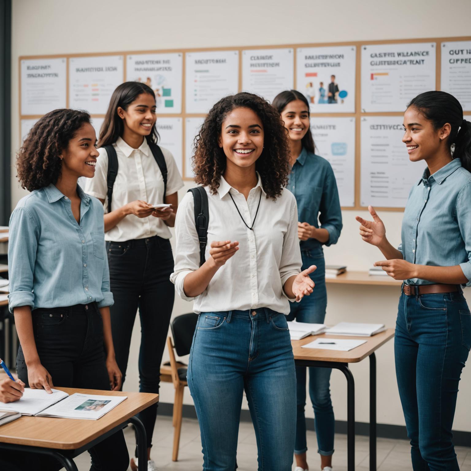 English class discussion at ICLS with students practising speaking skills