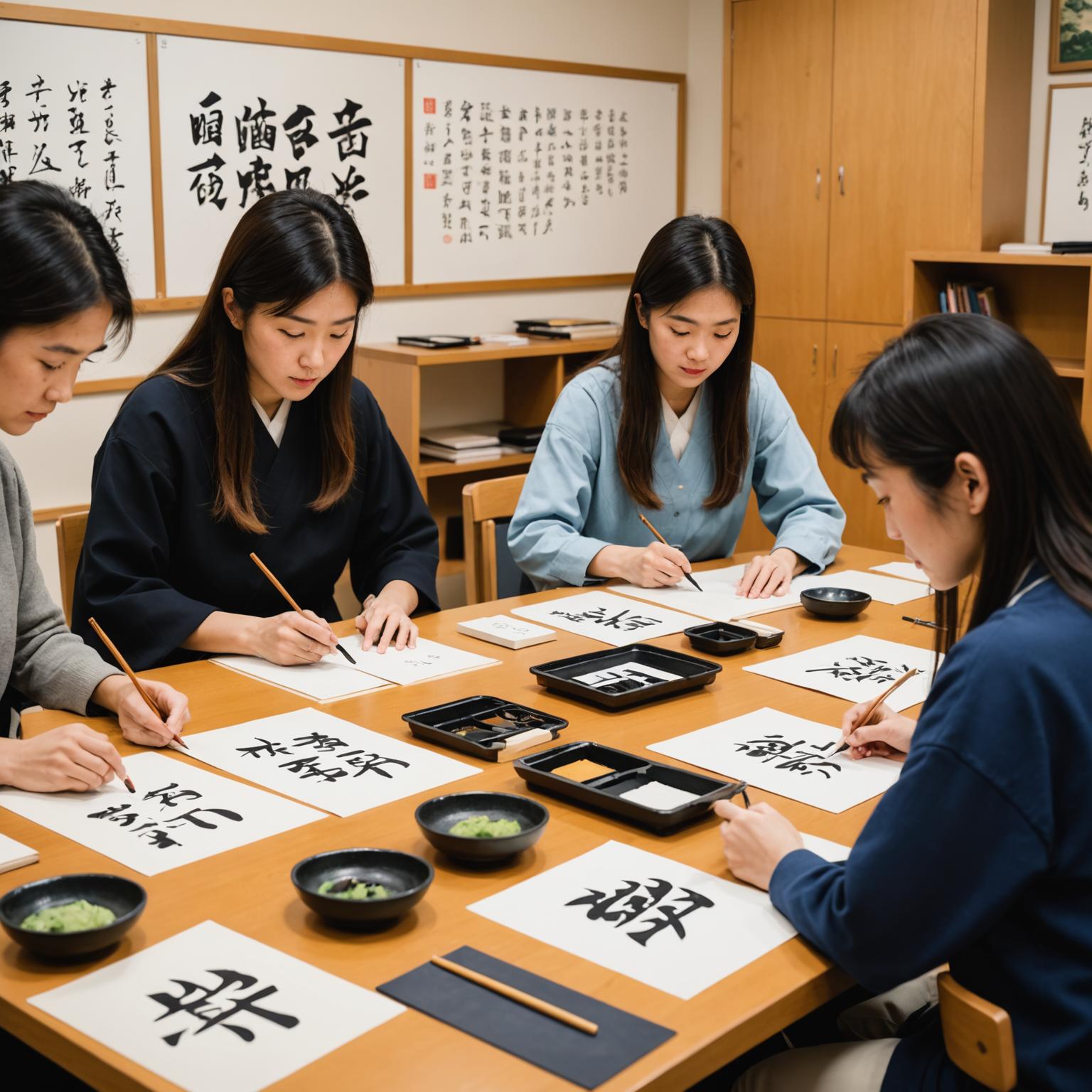 Students practising Japanese conversation with a native instructor at ICLS
