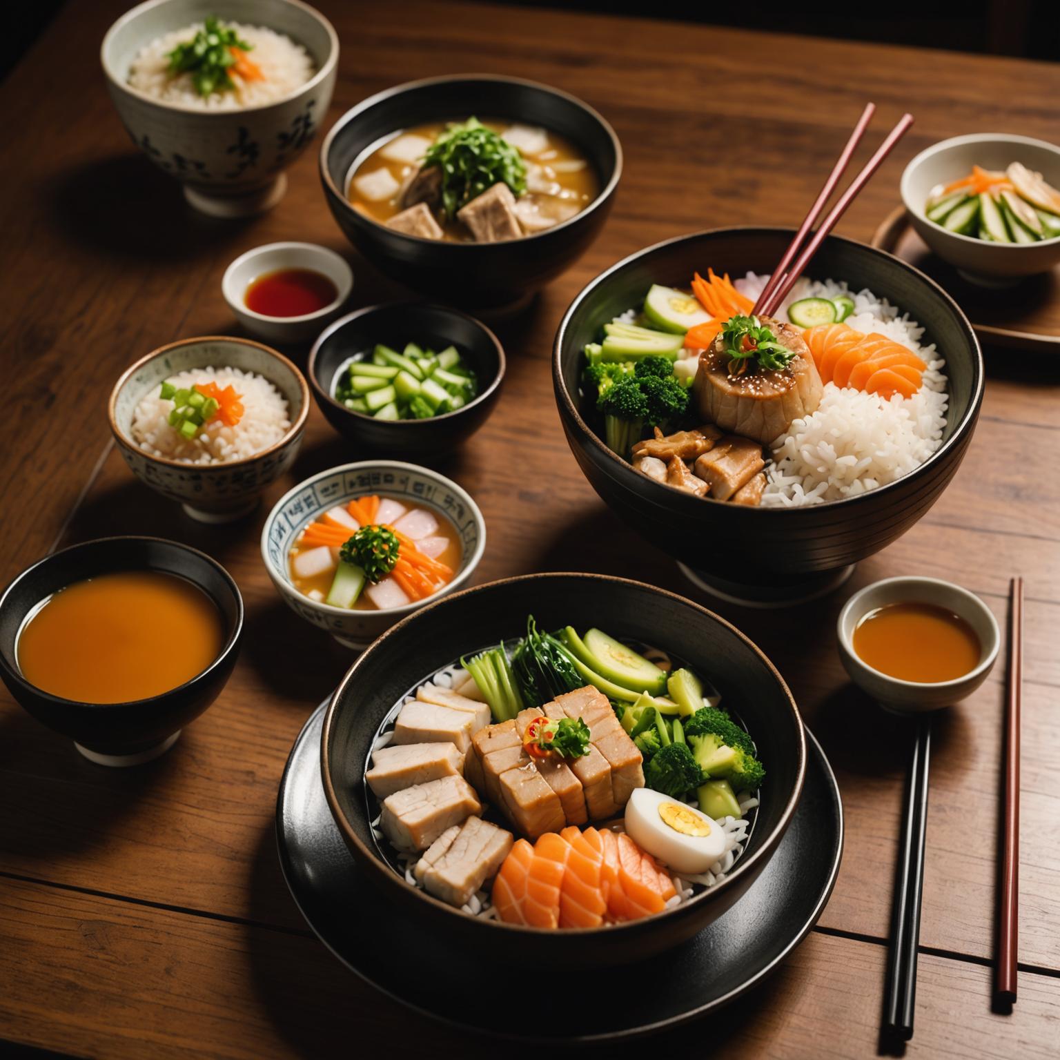 Traditional Japanese meal setting