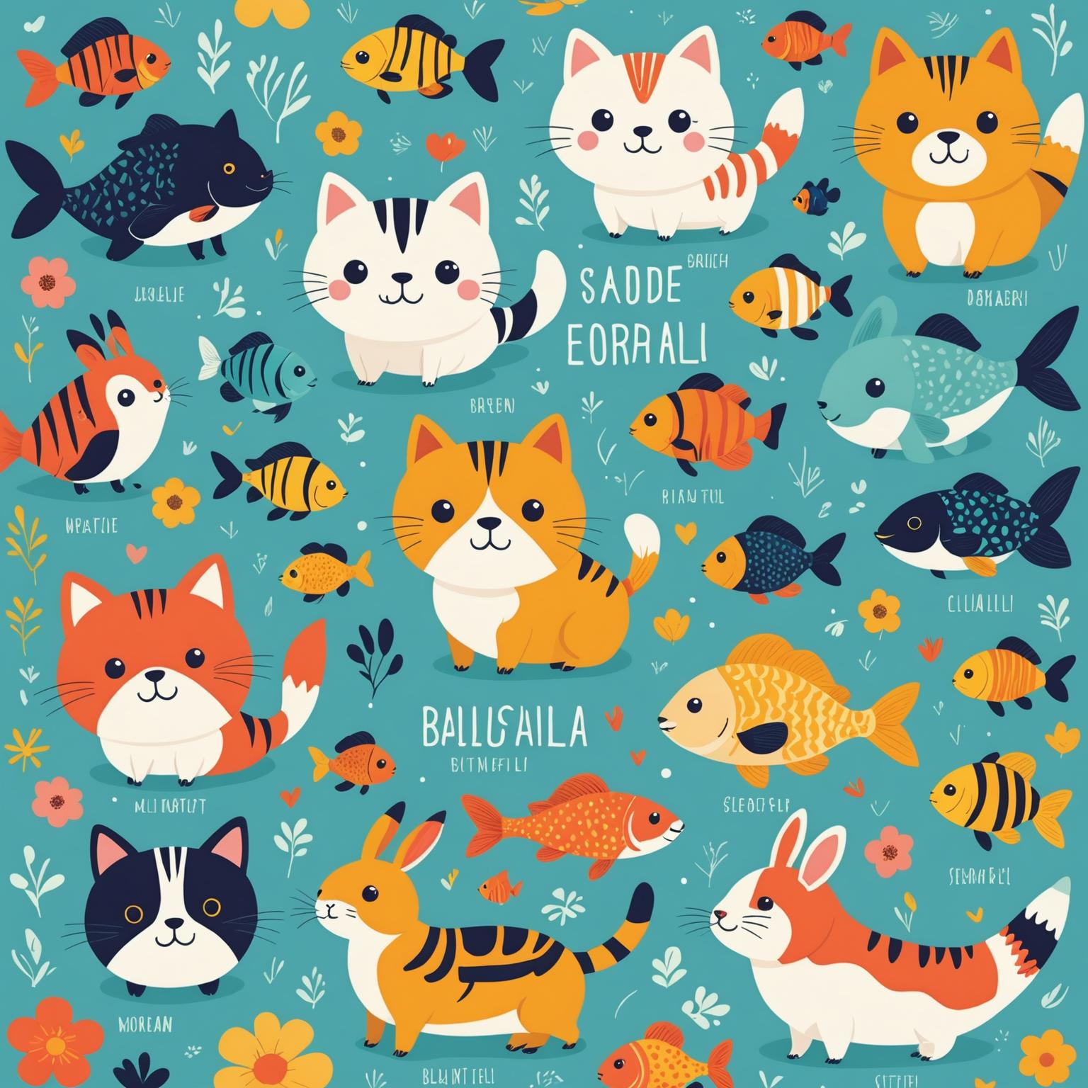 Colourful illustration of Korean vocabulary