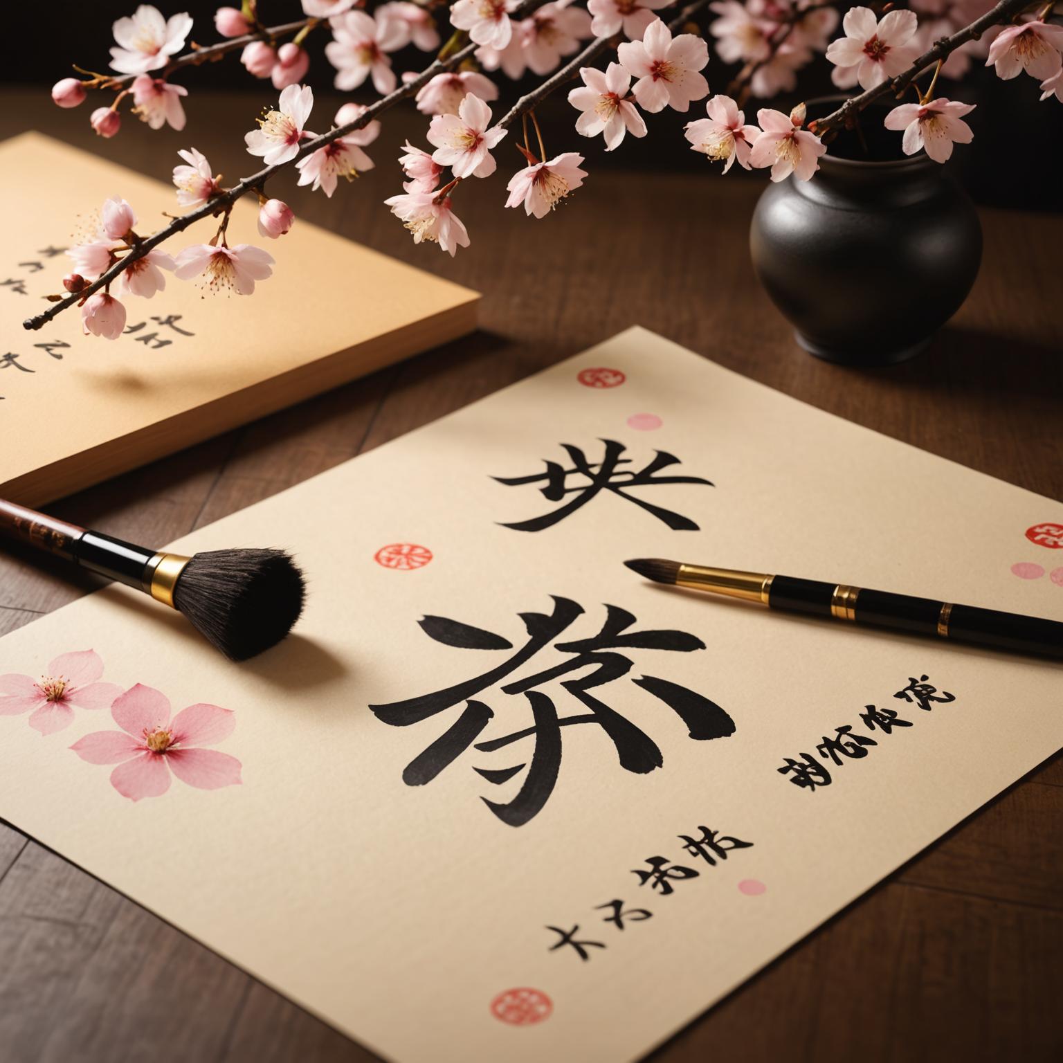 Japanese language course materials and calligraphy