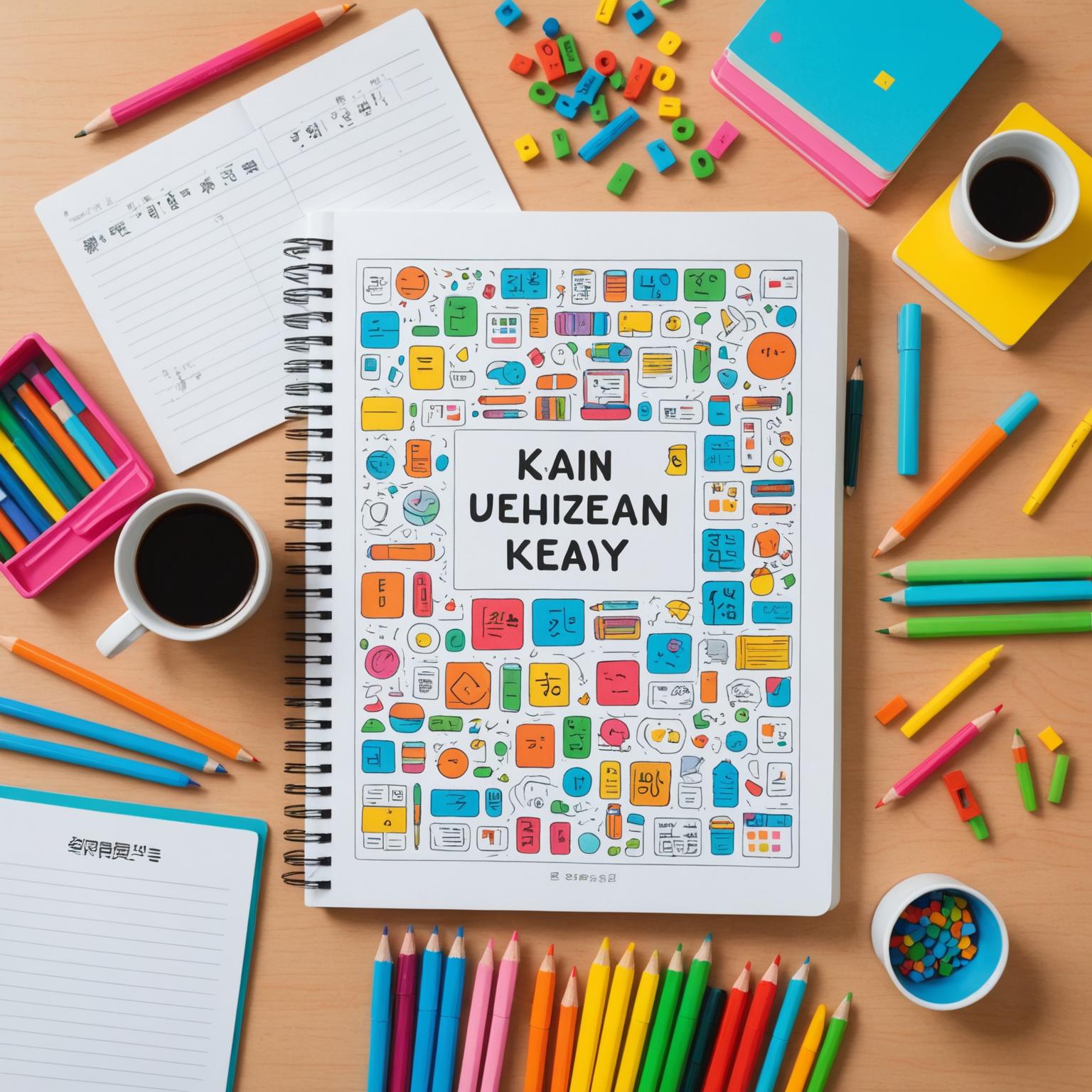 Korean language study materials with hangul writing